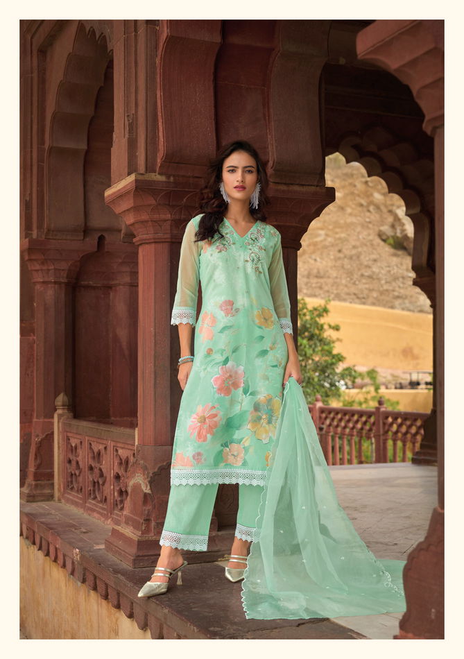 Summer Spring By Lady Leela Organza Embroidery Kurti With Bottom Dupatta Wholesale Shop In Surat